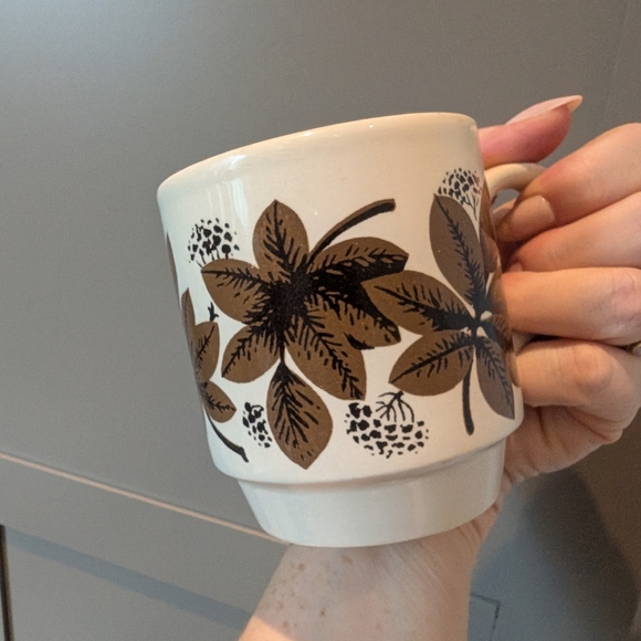 Vintage Leaf Print Ceramic Mugs Biltons England - Picture 5 of 8